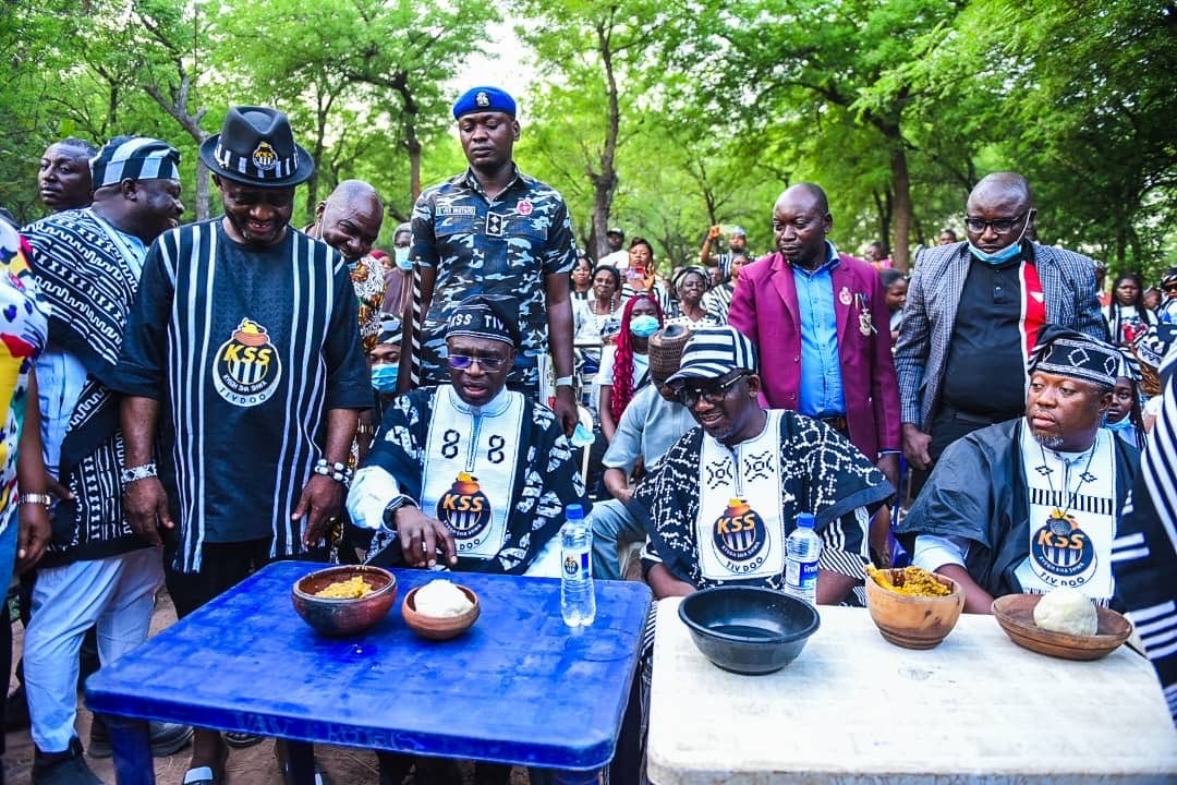 Traditional Tiv food preparation and sharing, cultural dances, music performances, community gathering, display of traditional attire.