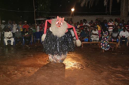 Puppetry performances, marionette displays, masquerades, storytelling, live music, dramatic re-enactments of social and historical themes.